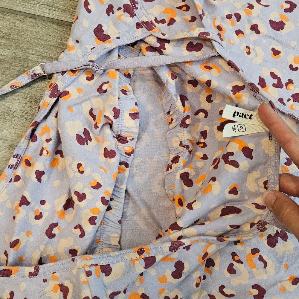 Pact Organic Cotton Slip‎ Dress Womens XL Purple Orange Print Cross Back Casual - Picture 7 of 10